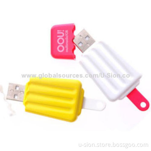 PVC Cute USB Stick in Ice Cream Shape, Customized Designs are Accepted